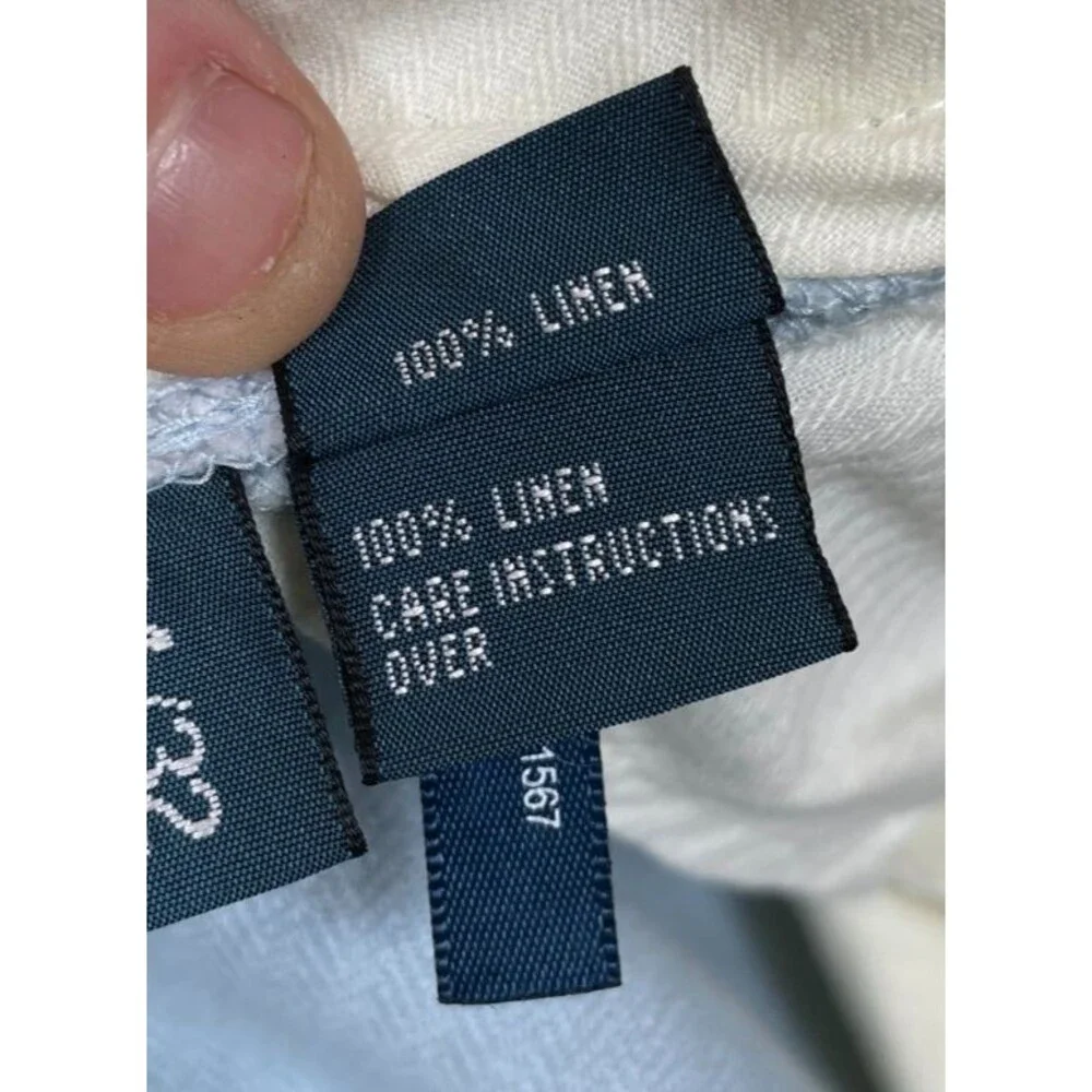 Vintage Polo Ralph Lauren Linen Pants 34x31 Light Blue Herringbone Trousers Read